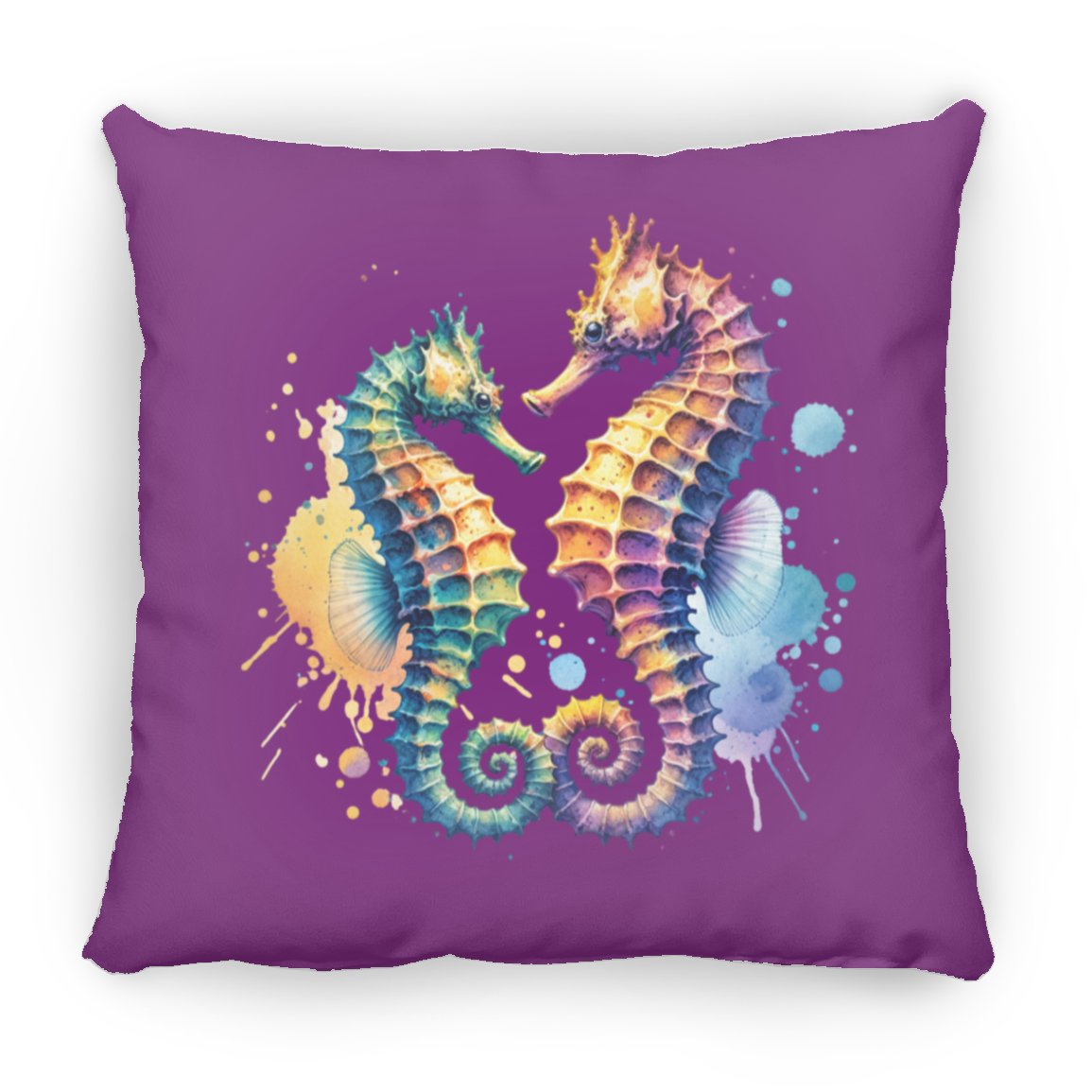 Watercolor Seahorses - Throw Pillows