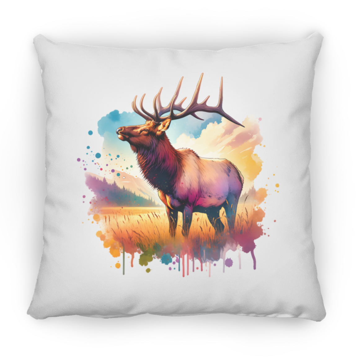 Roosevelt Elk in Field - Throw Pillows
