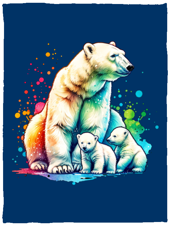 Polar Bear Mom with Cubs Fleece Blankets