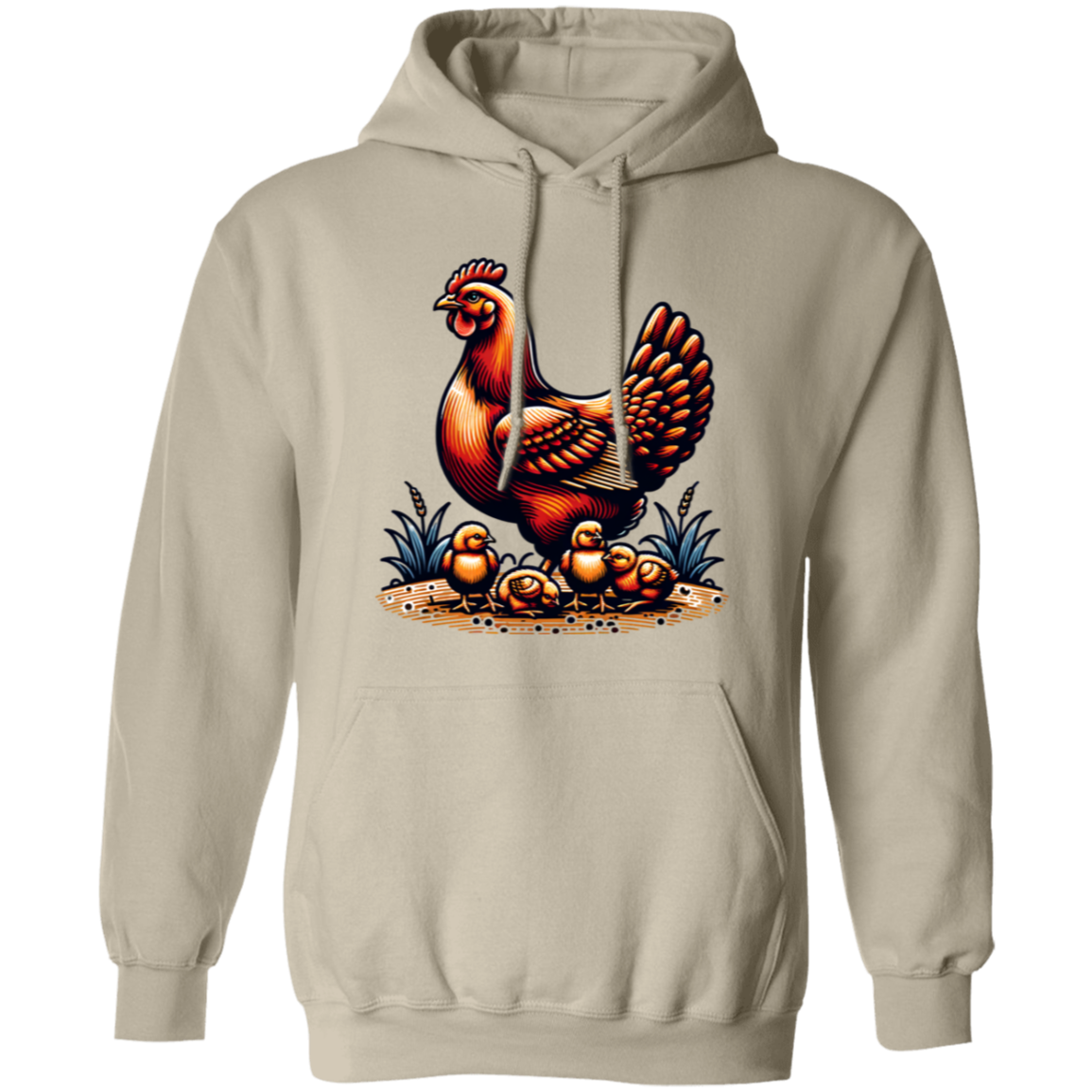 Rhode Island Red with Chicks Block Print - T-shirts, Hoodies and Sweatshirts