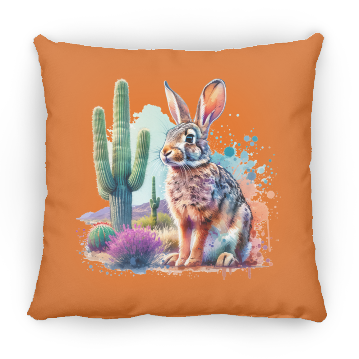 Jackrabbit with Saguaro - Throw Pillows