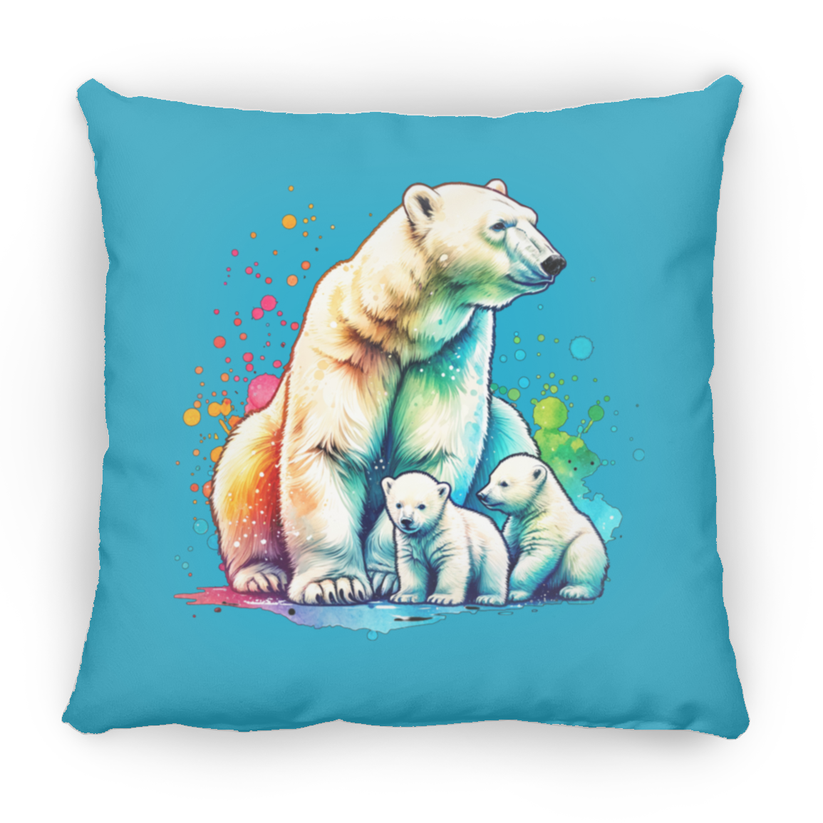 Polar Bear Mom with Cubs - Throw Pillows