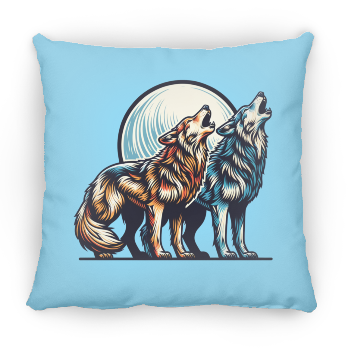Wolf Pair Howling - Throw Pillows