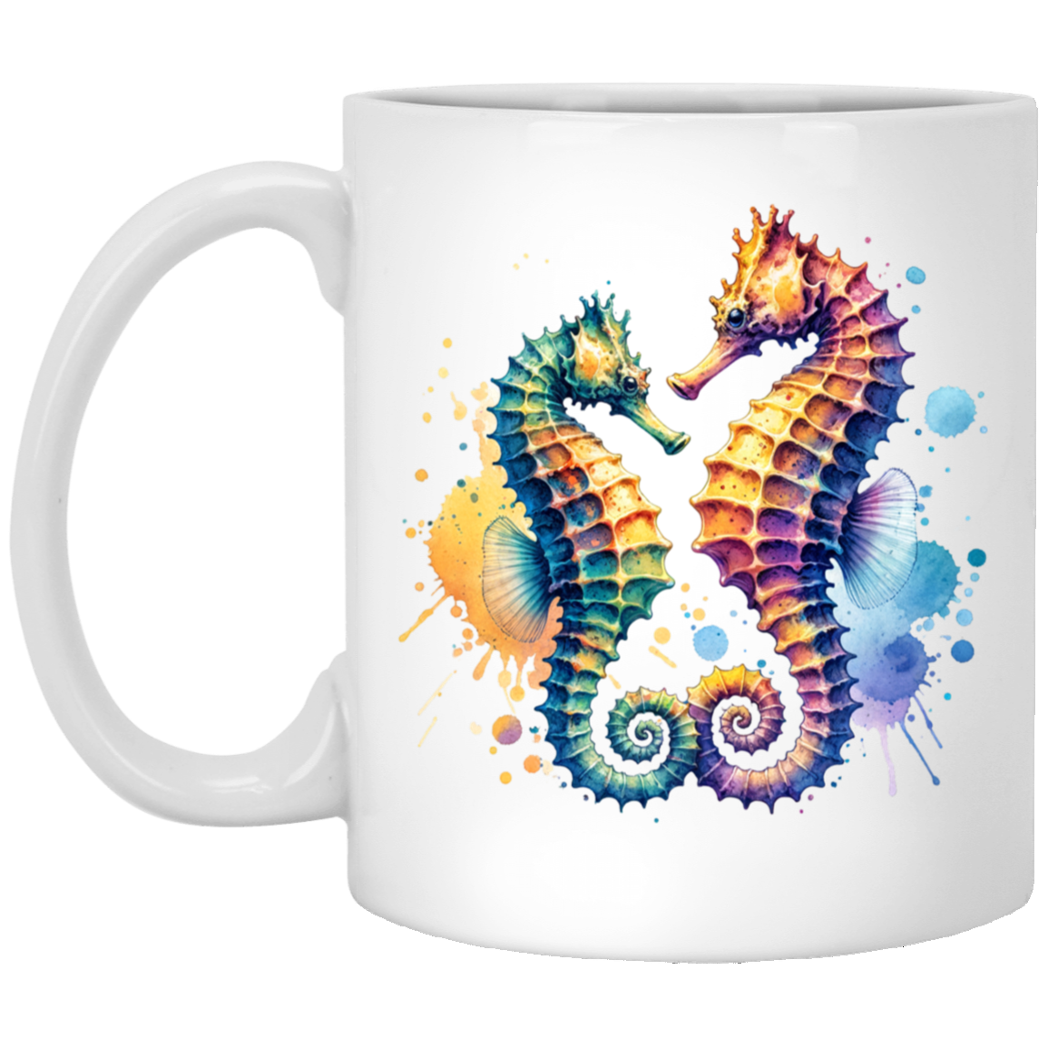 Watercolor Seahorses Mugs