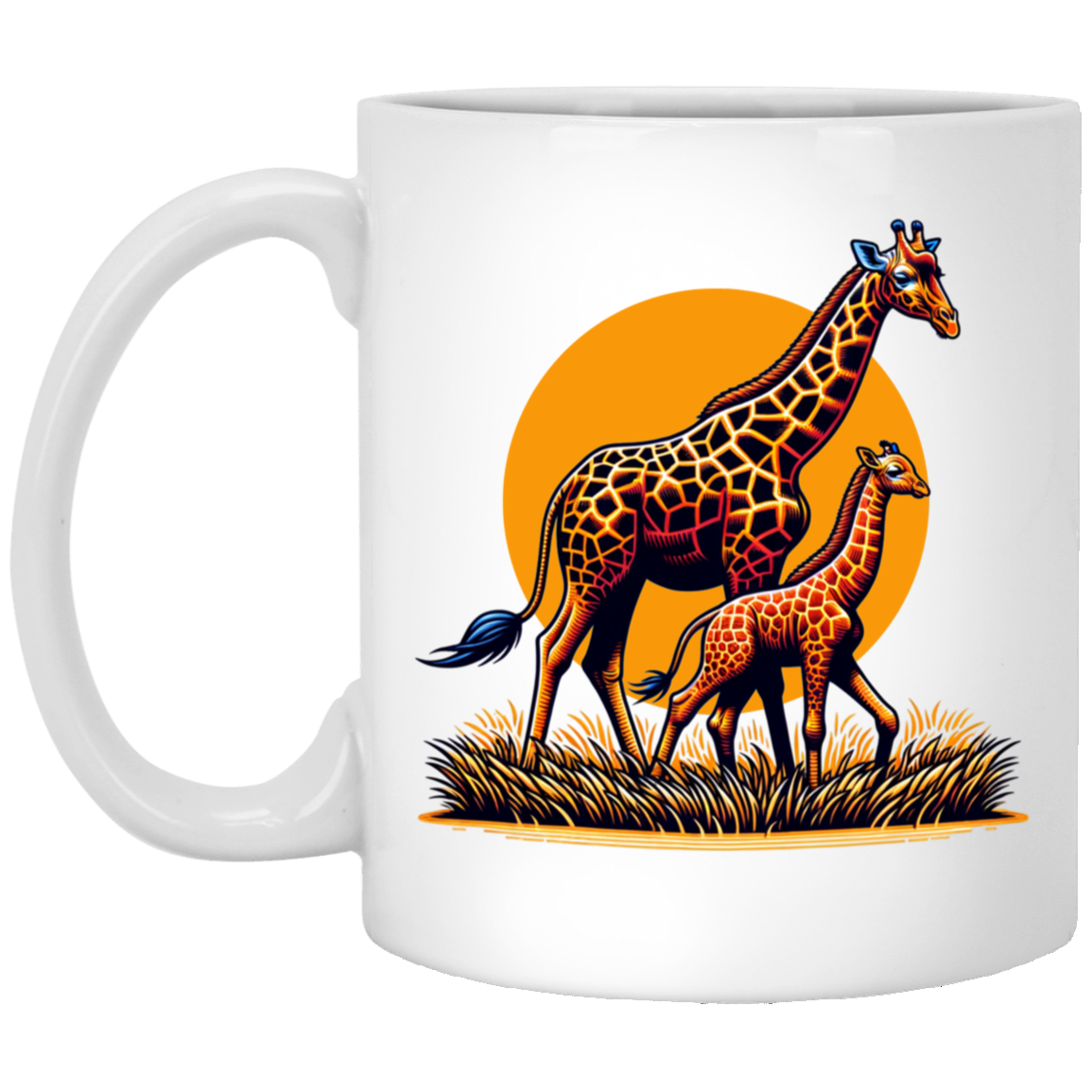 Giraffes with Sun Graphic - Mugs