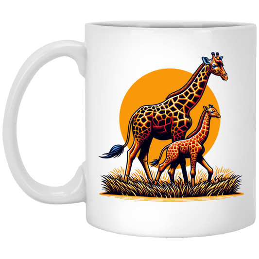 Giraffes with Sun Graphic - Mugs