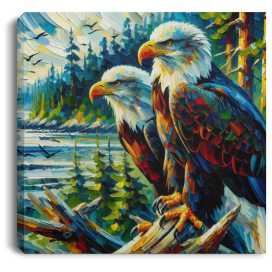 Eagle Pair Near Shore - Canvas Art Prints