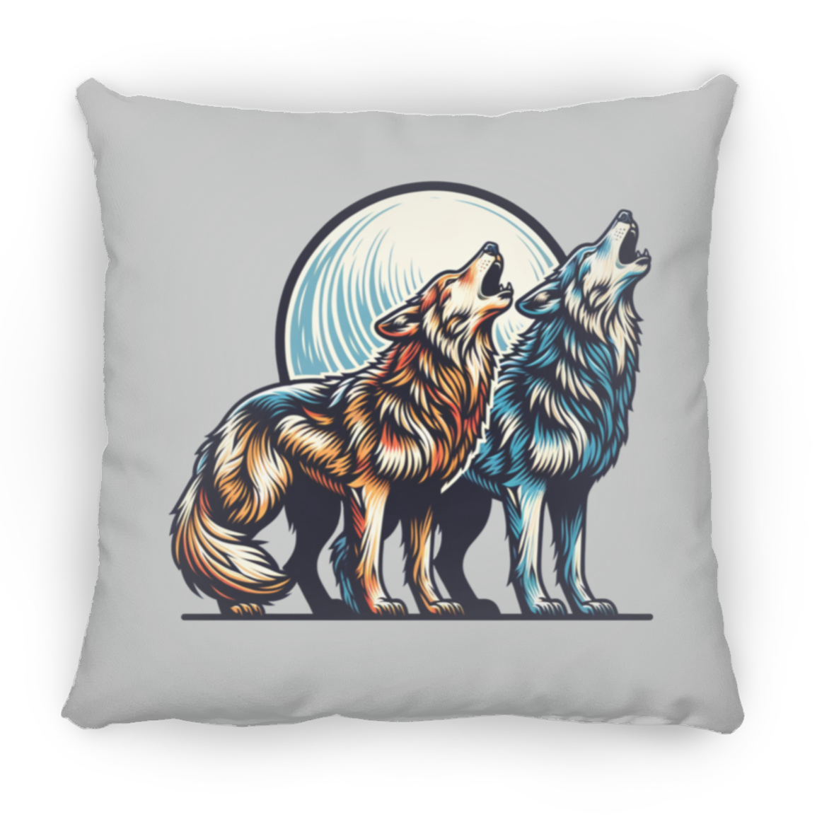 Wolf Pair Howling - Throw Pillows