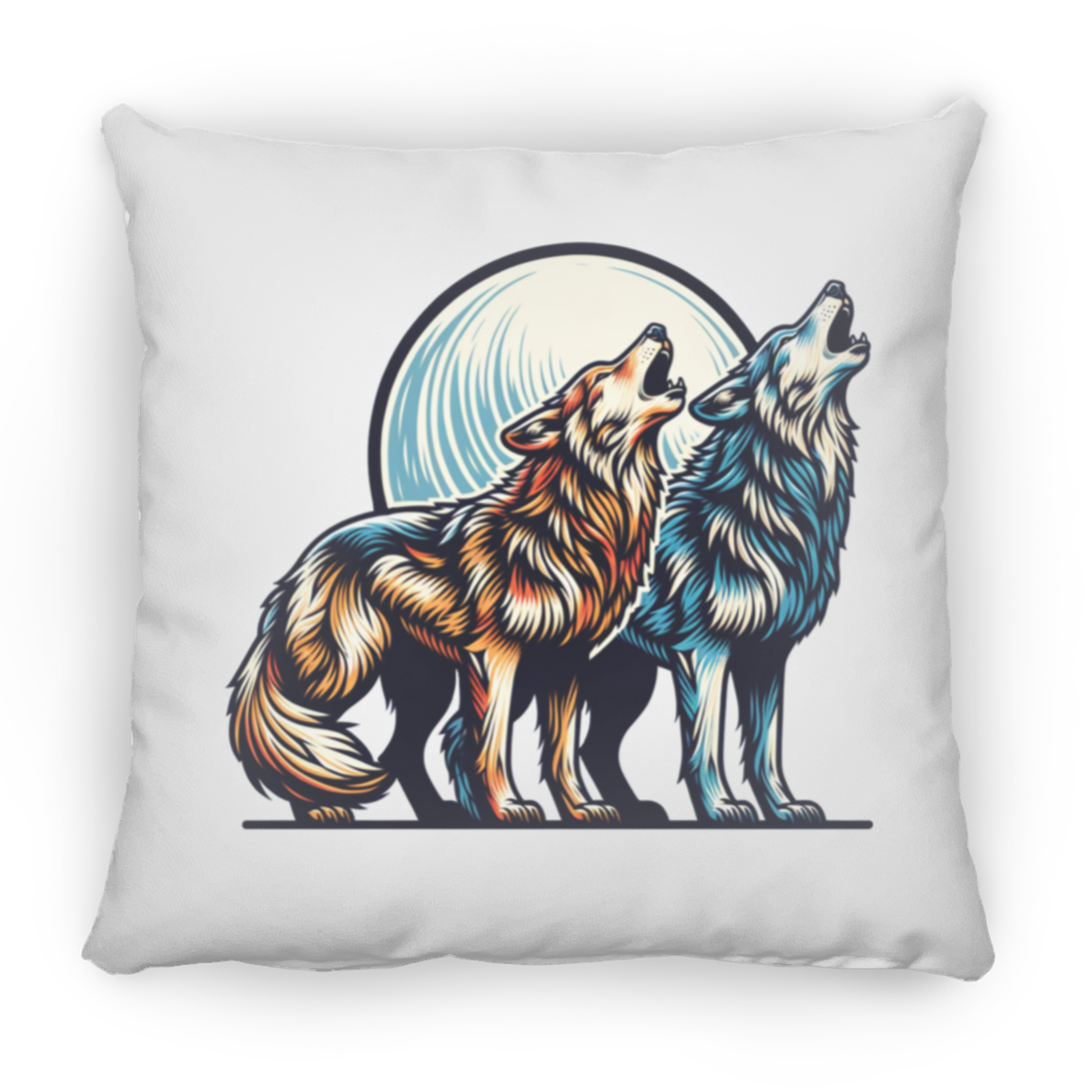 Wolf Pair Howling - Throw Pillows
