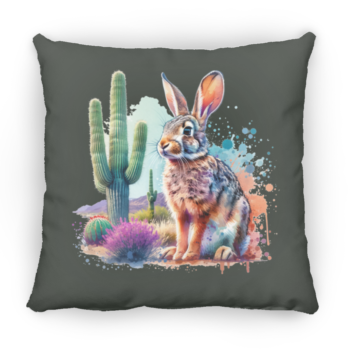 Jackrabbit with Saguaro - Throw Pillows