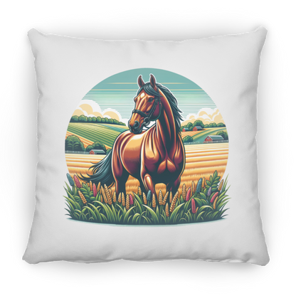 Bay Horse on Farm - Pillows