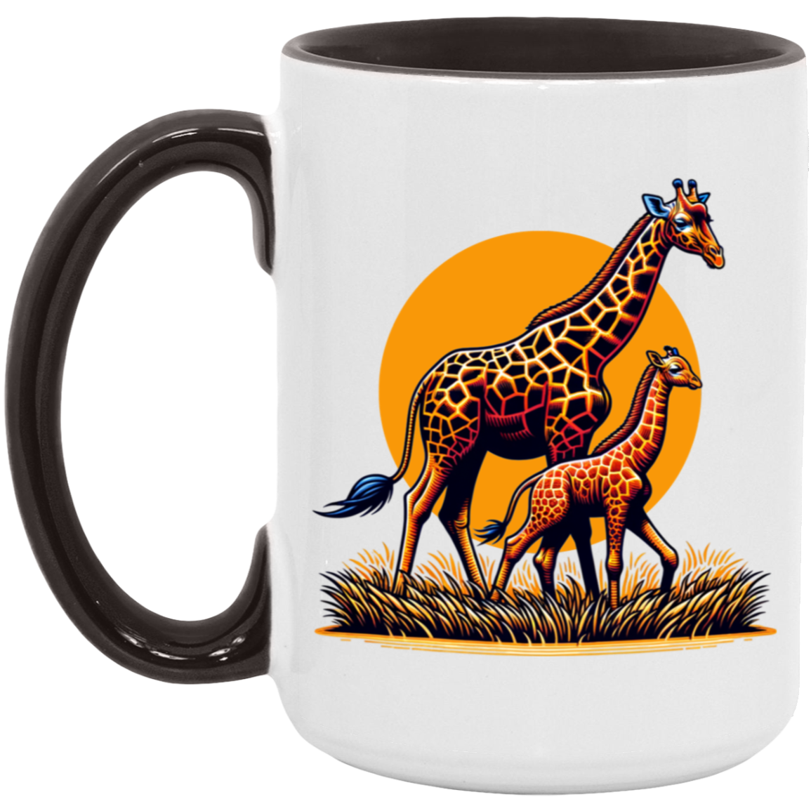 Giraffes with Sun Graphic - Mugs
