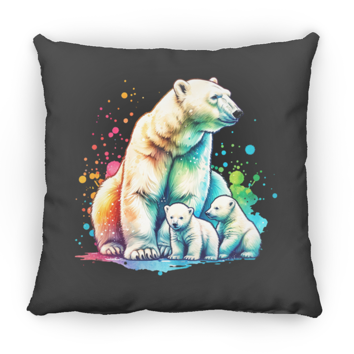 Polar Bear Mom with Cubs - Throw Pillows