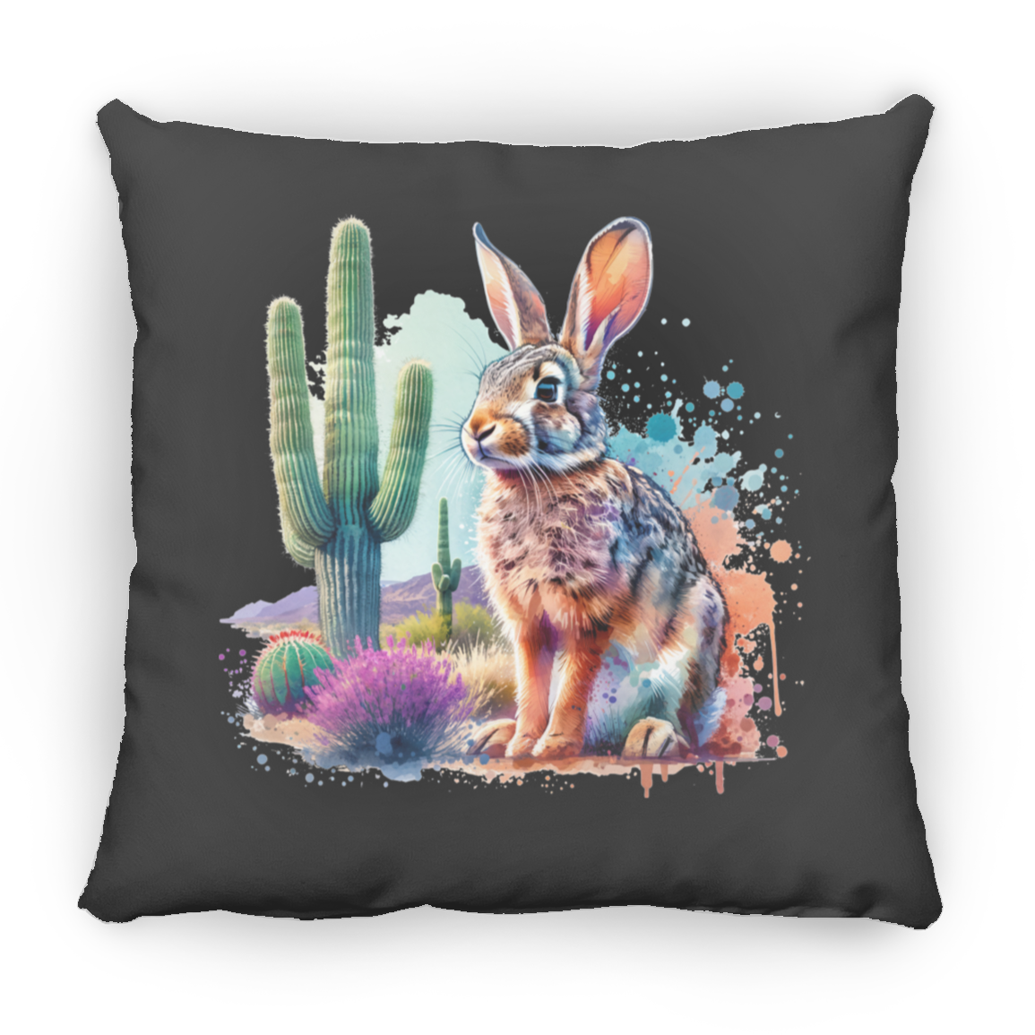 Jackrabbit with Saguaro - Throw Pillows