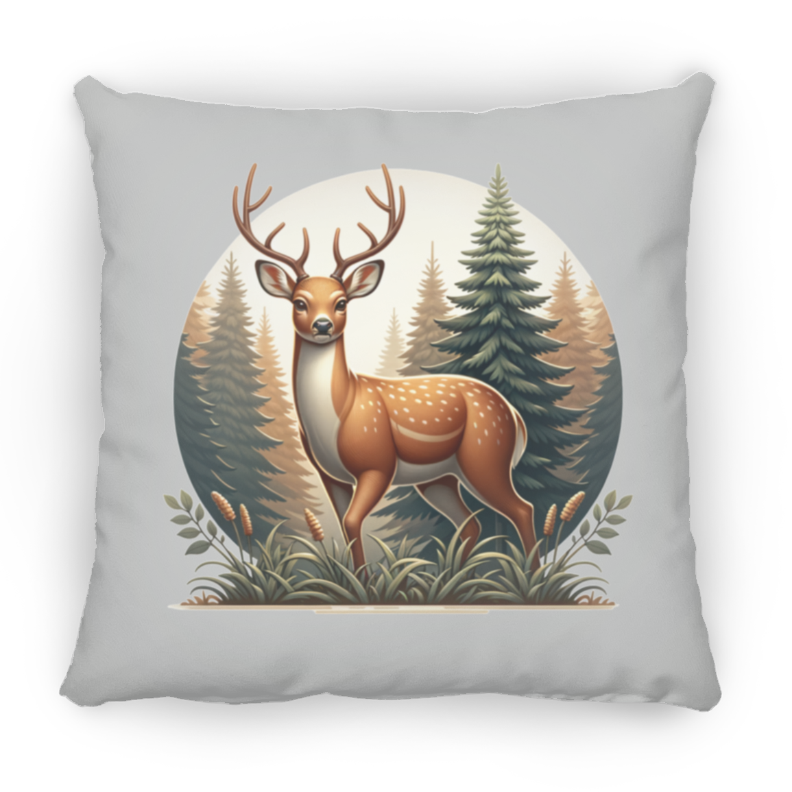 Buck in Forest - Throw Pillows
