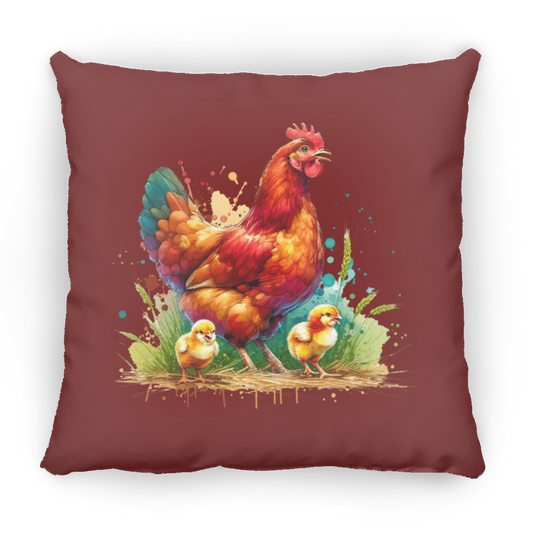 Rhode Island Red Hen with Chicks - Pillows