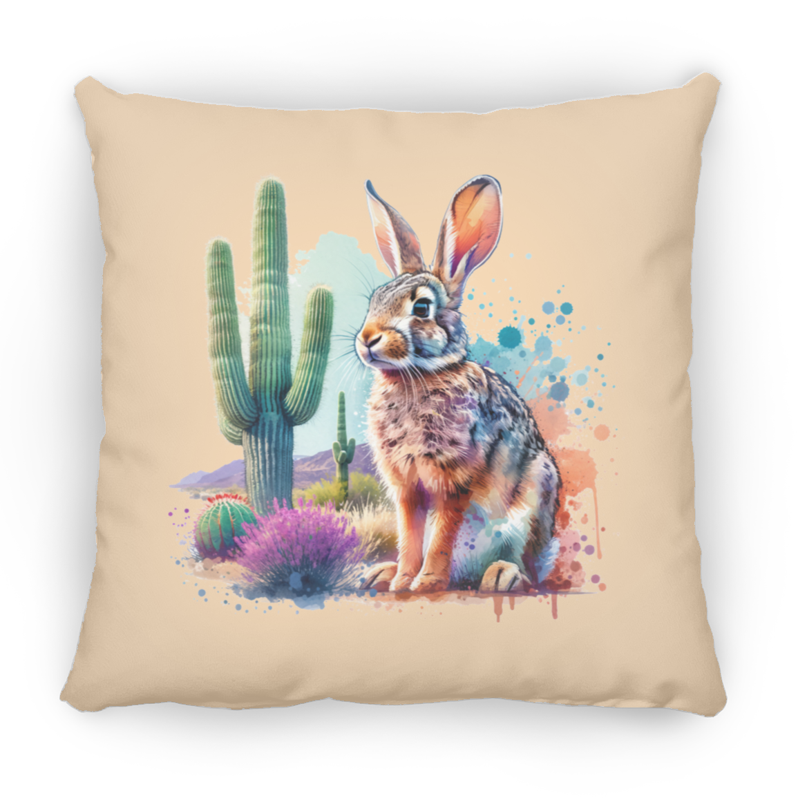 Jackrabbit with Saguaro - Throw Pillows