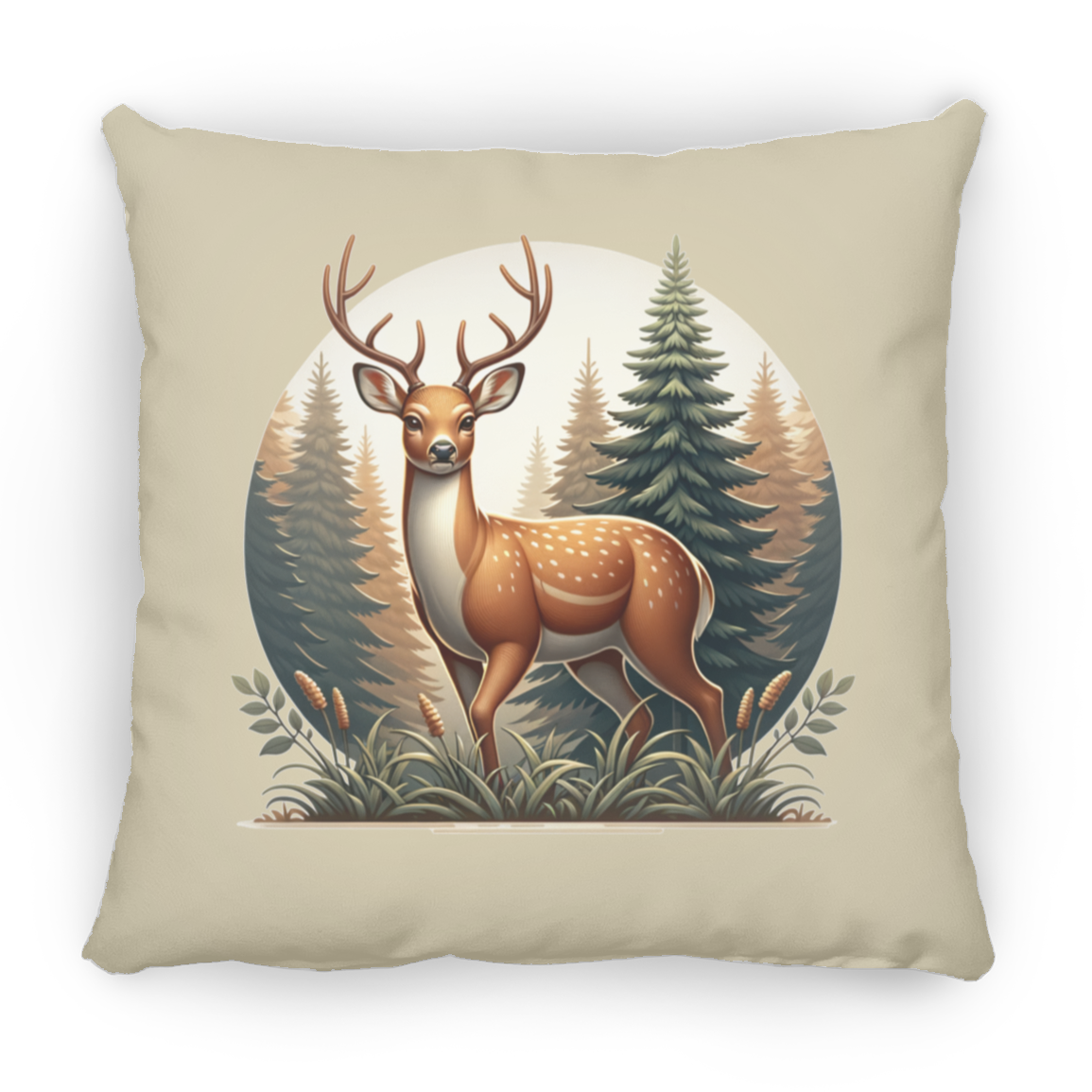 Buck in Forest - Throw Pillows