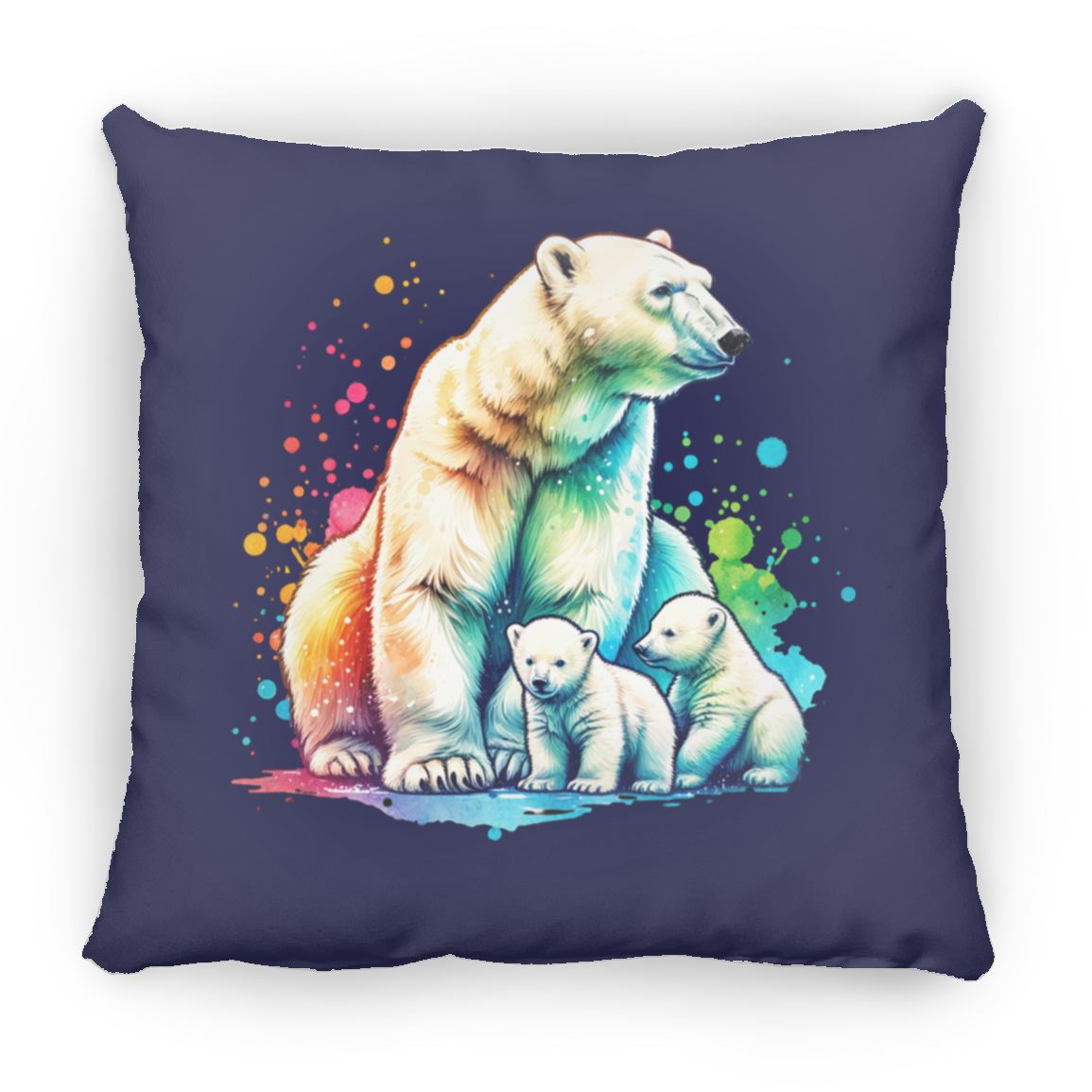 Polar Bear Mom with Cubs - Throw Pillows