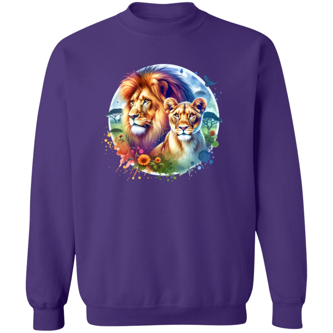 Lion and Lioness Watercolor - T-shirts, Hoodies and Sweatshirts