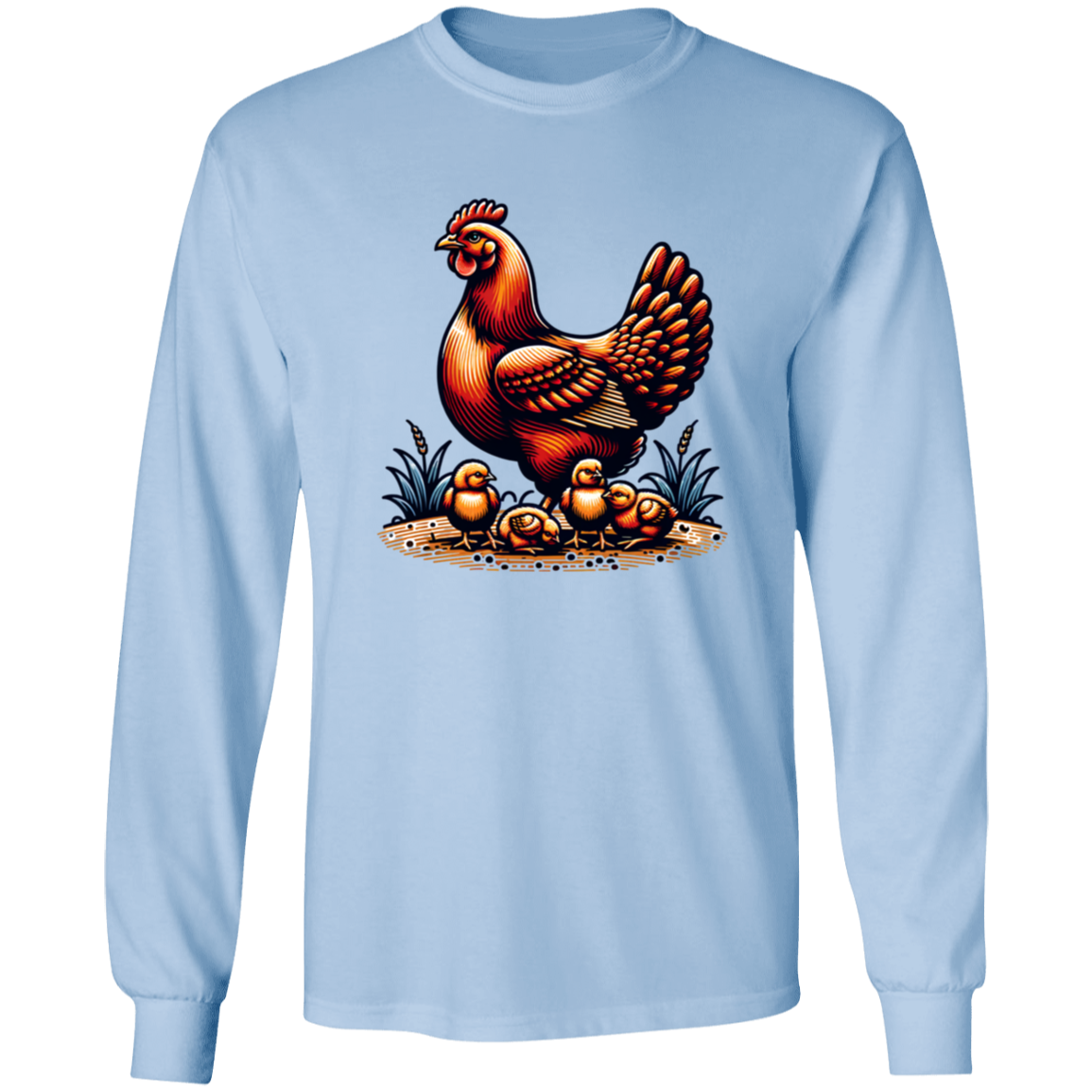 Rhode Island Red with Chicks Block Print - T-shirts, Hoodies and Sweatshirts