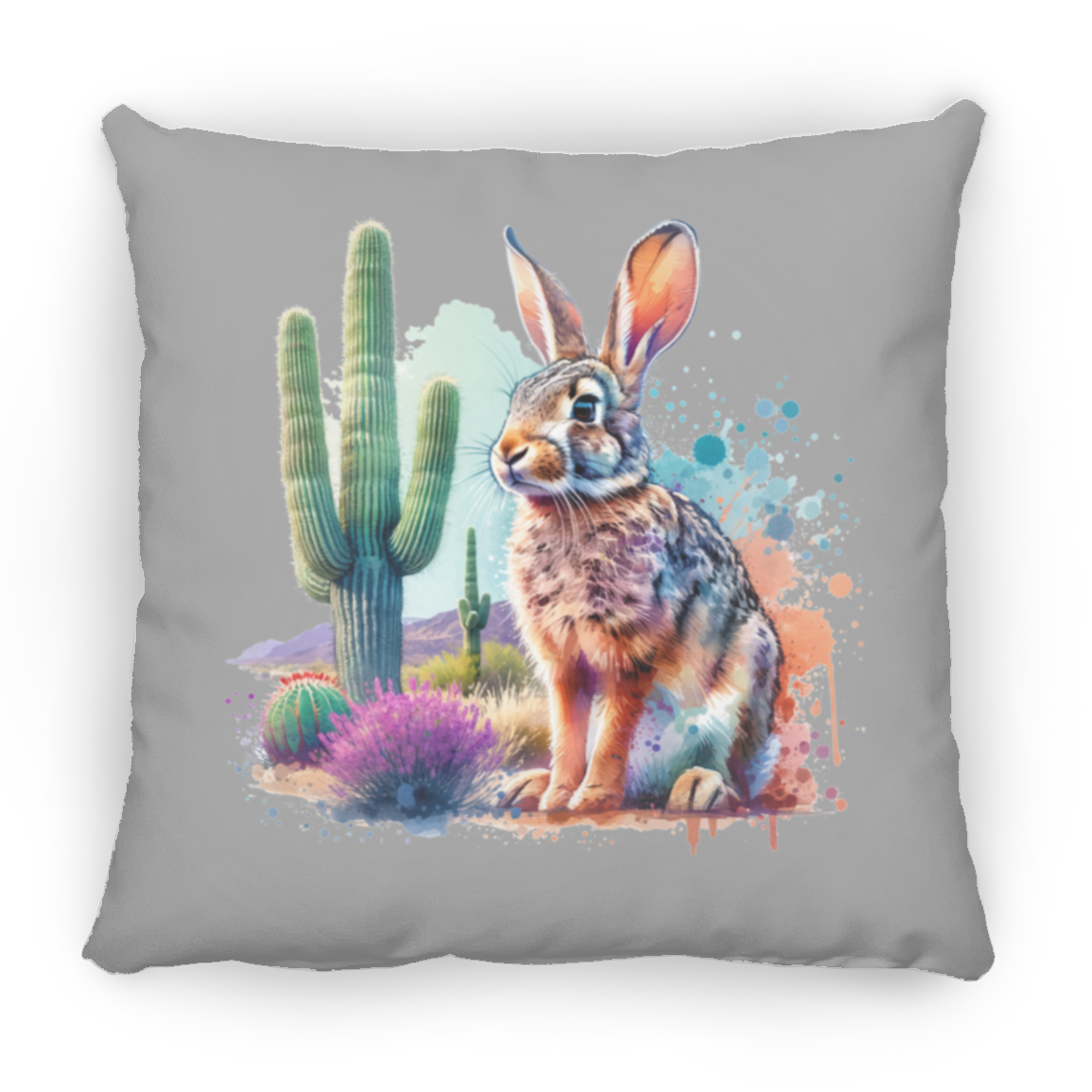 Jackrabbit with Saguaro - Throw Pillows