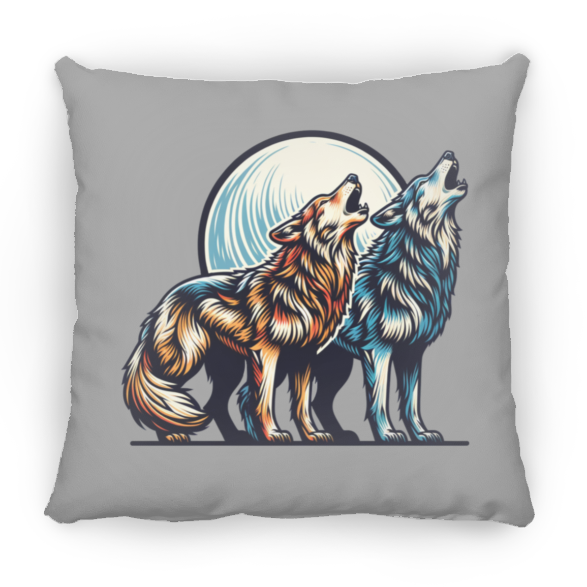 Wolf Pair Howling - Throw Pillows