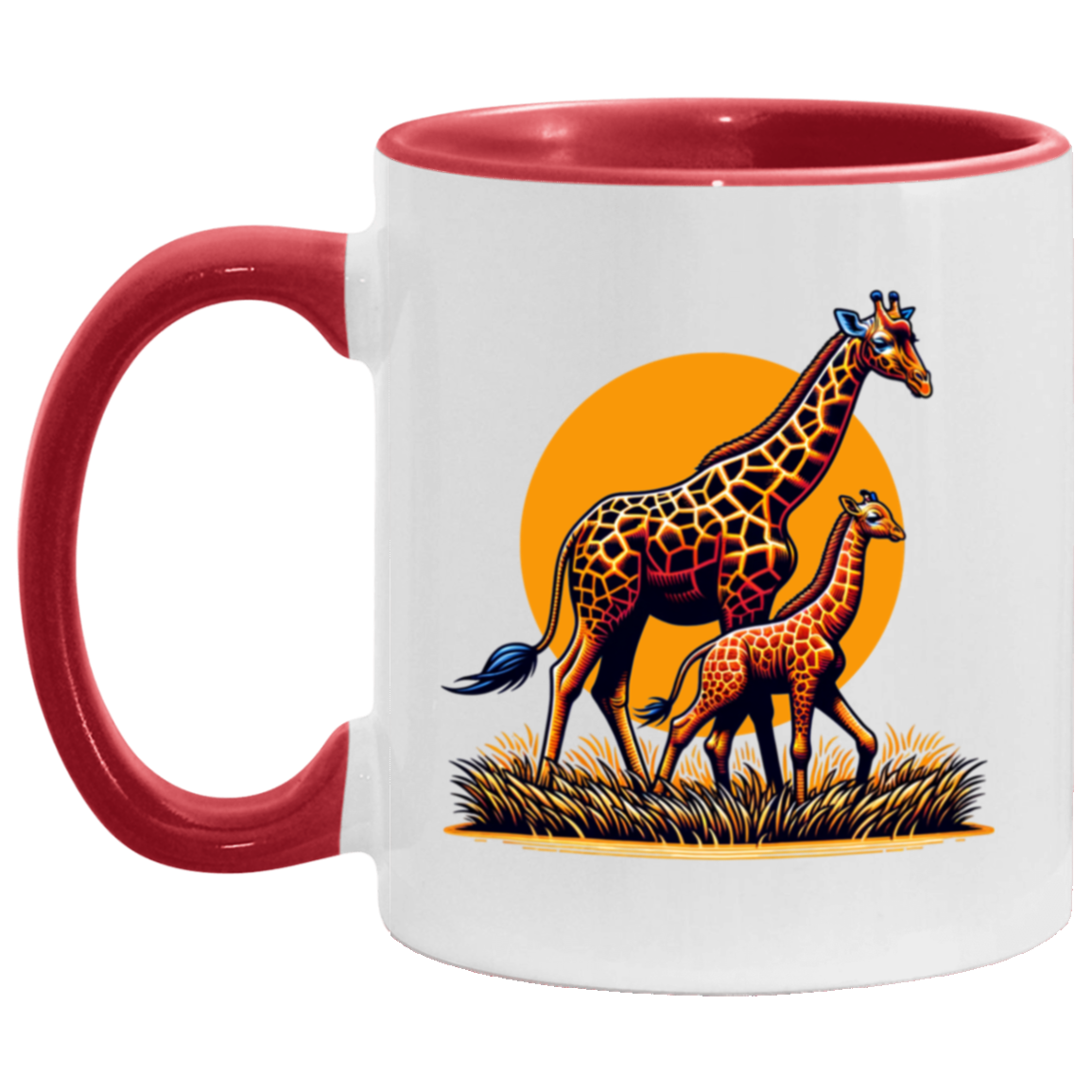 Giraffes with Sun Graphic - Mugs