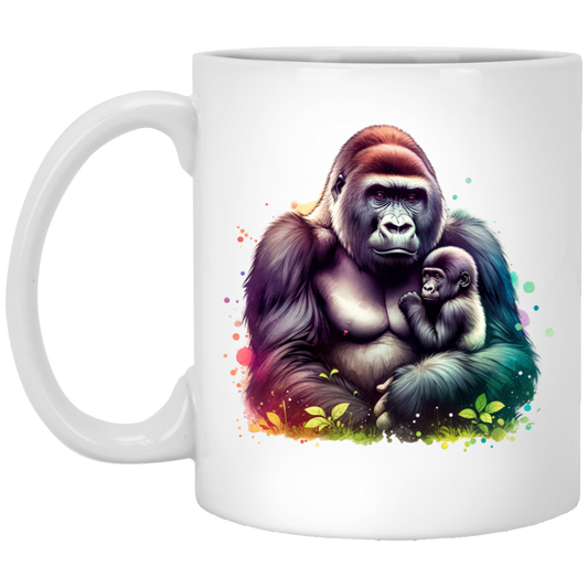 Female Silverback Gorilla with Child - Mugs
