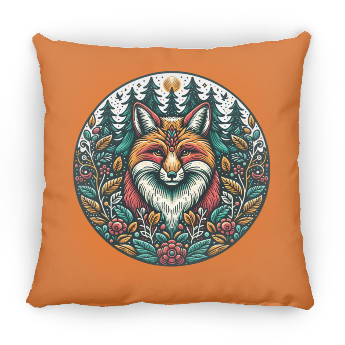 Fox Circle Folk Art - Throw Pillows