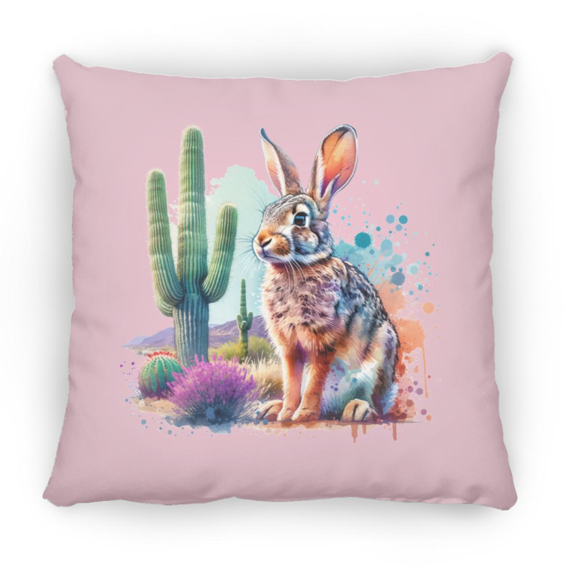 Jackrabbit with Saguaro - Throw Pillows