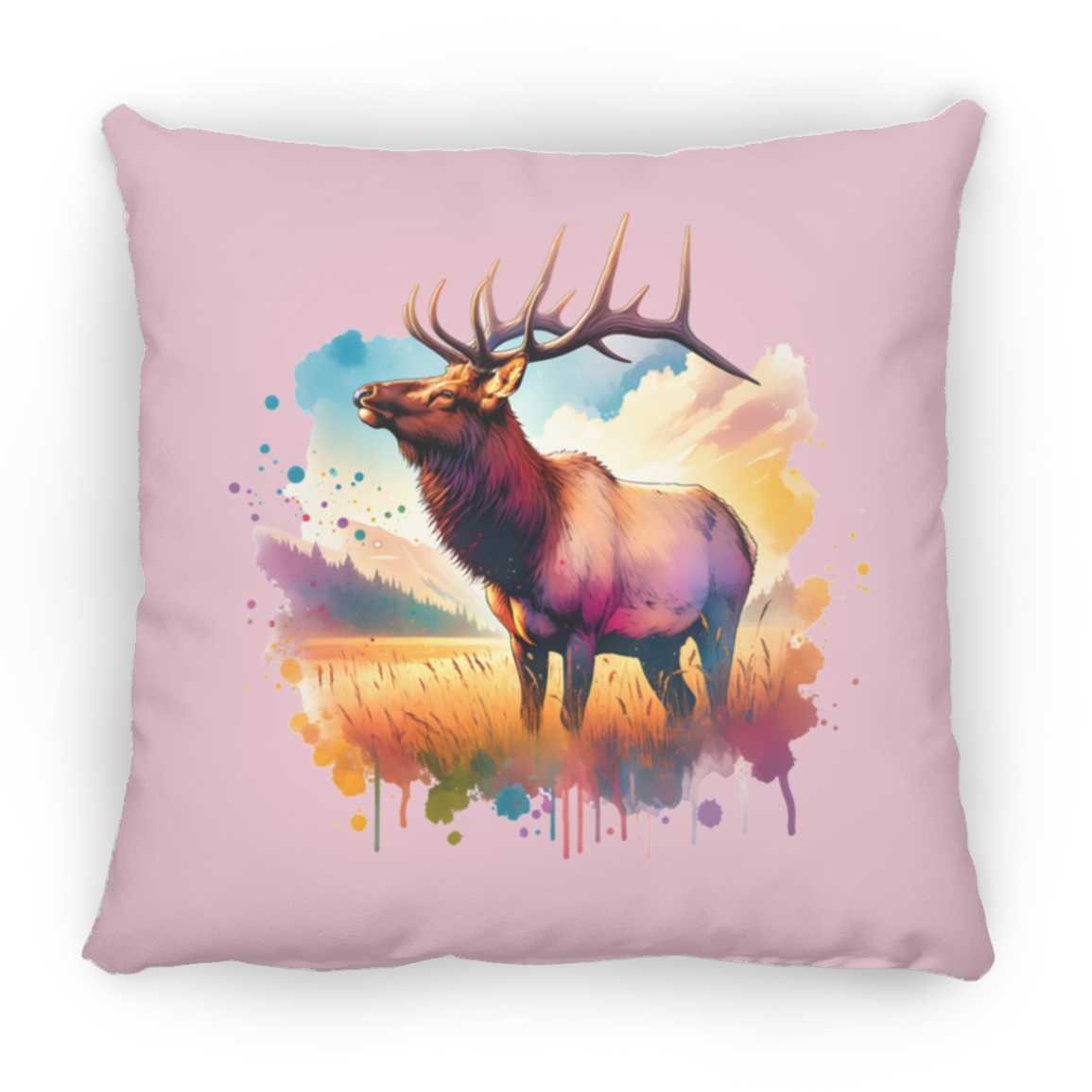 Roosevelt Elk in Field - Throw Pillows
