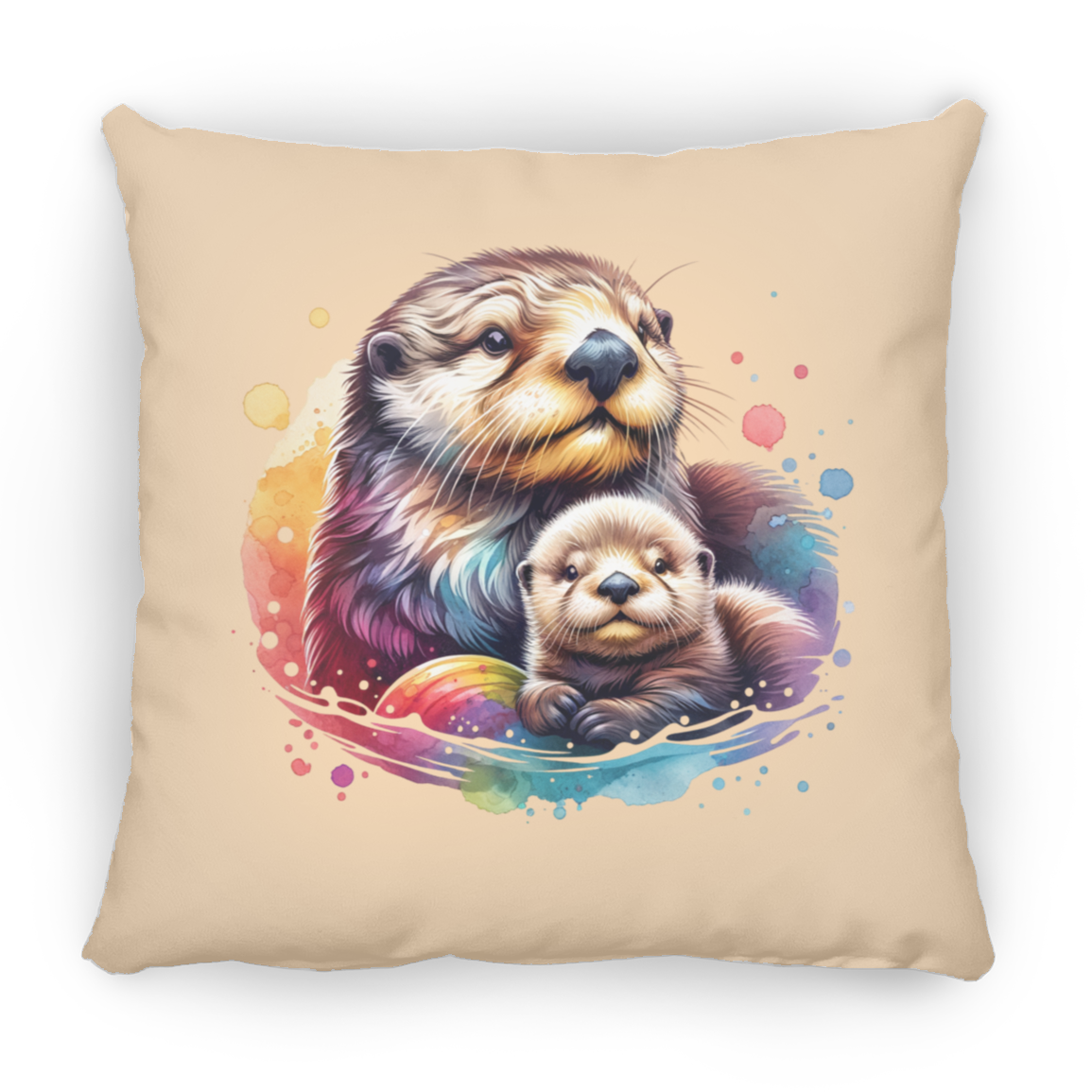 Sea Otter with Baby - Throw Pillows