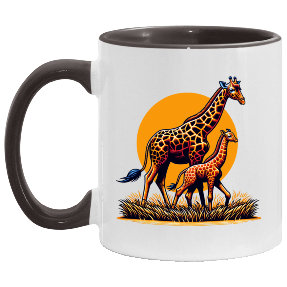 Giraffes with Sun Graphic - Mugs