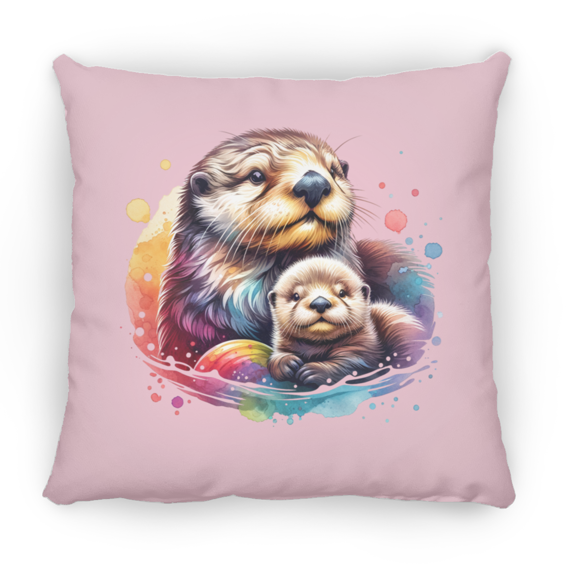 Sea Otter with Baby - Throw Pillows