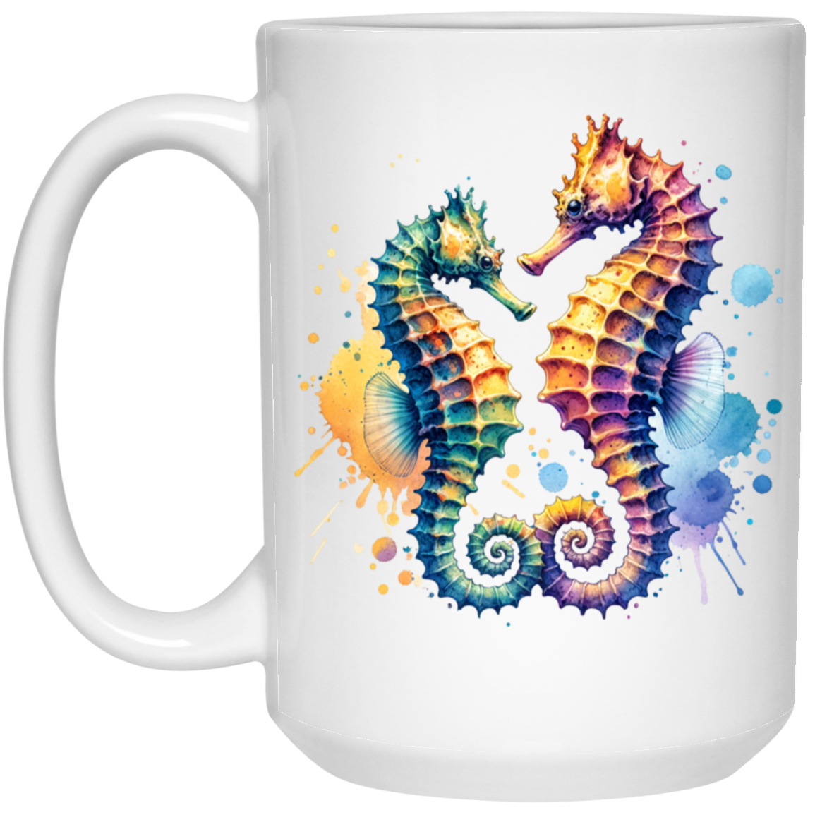 Watercolor Seahorses Mugs