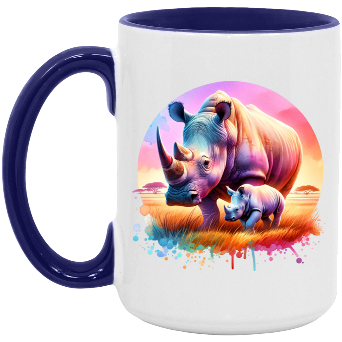 Rhino Mom and Baby Mugs