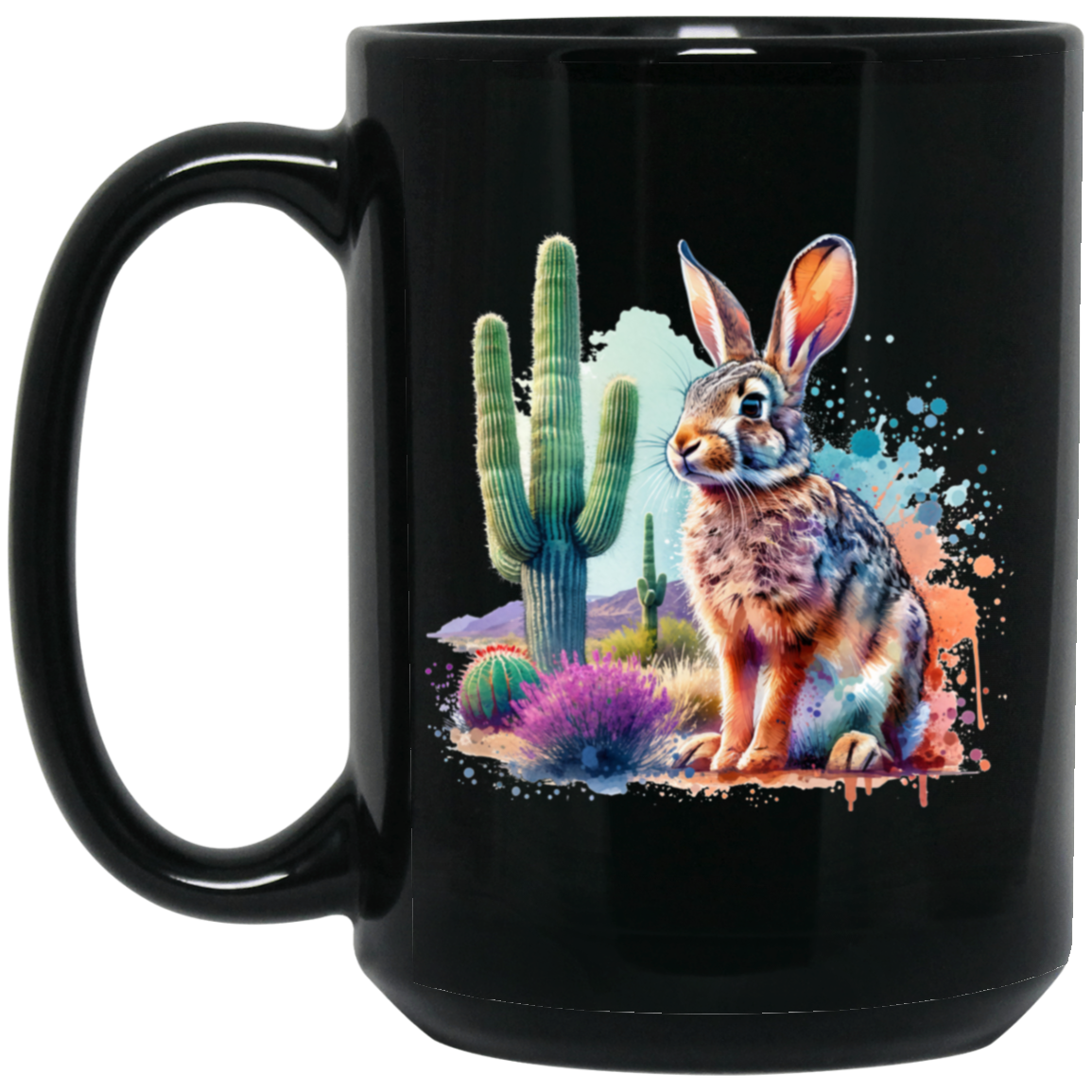 Jackrabbit with Saguaro - Mugs
