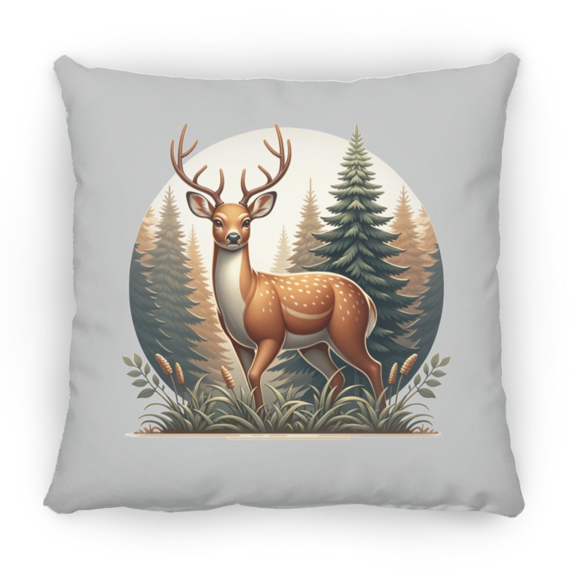 Buck in Forest - Throw Pillows