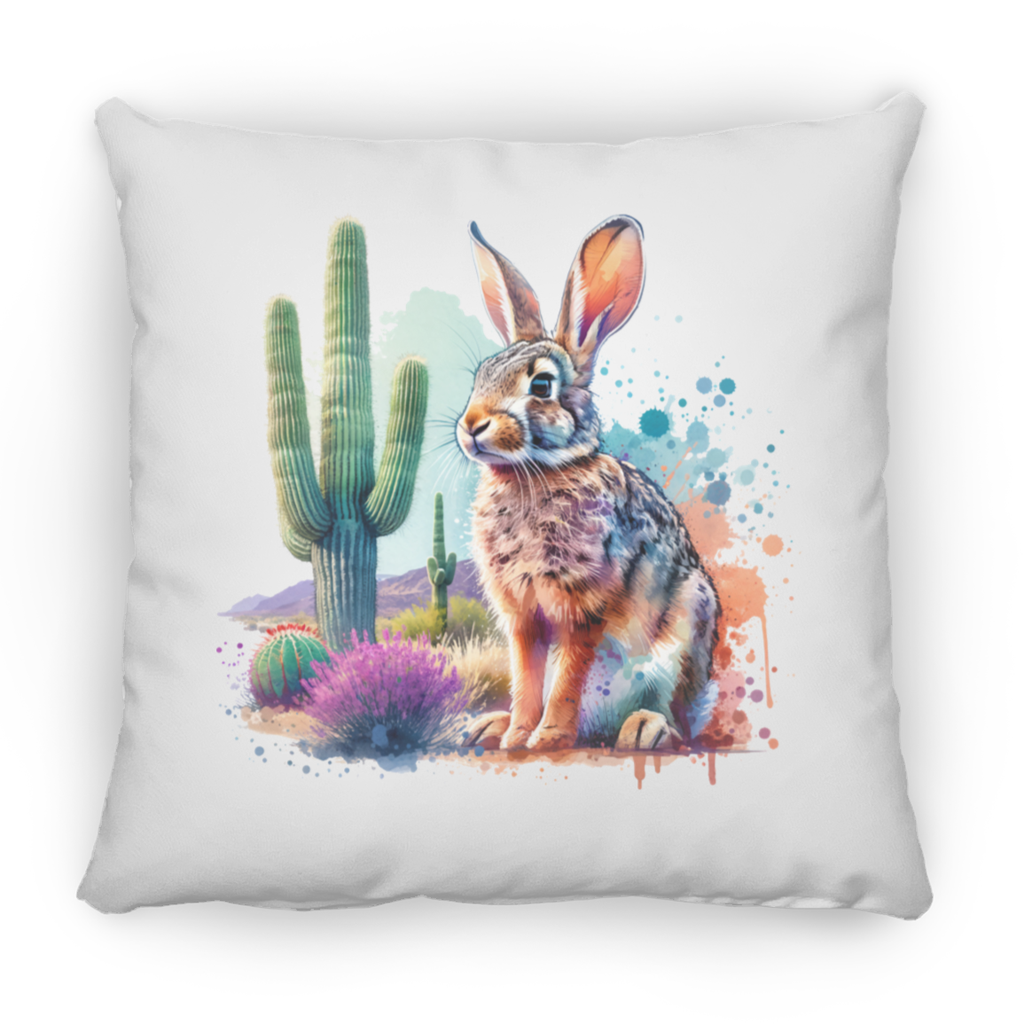 Jackrabbit with Saguaro - Throw Pillows
