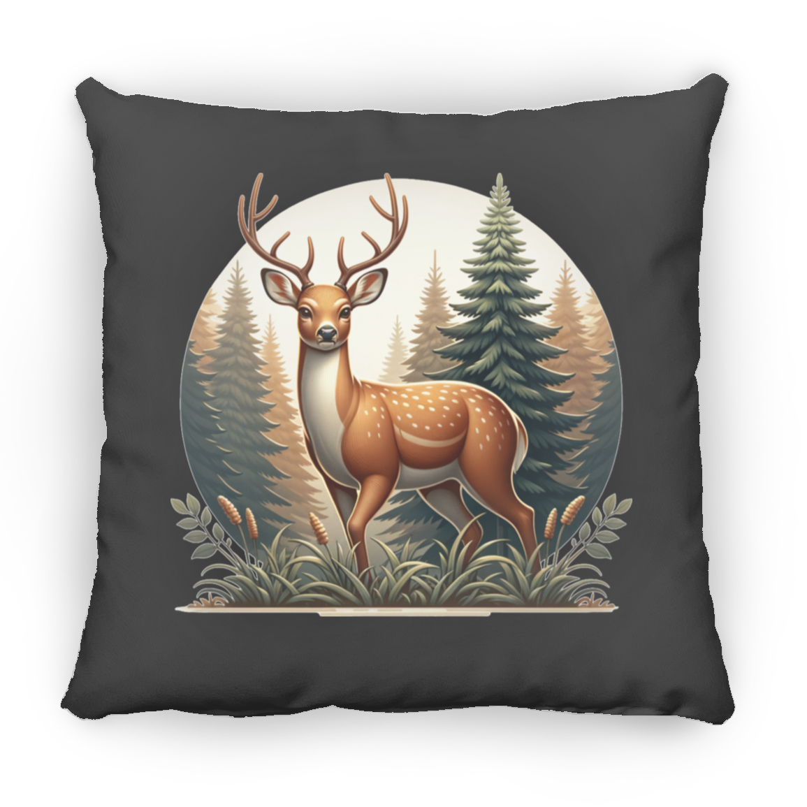 Buck in Forest - Throw Pillows