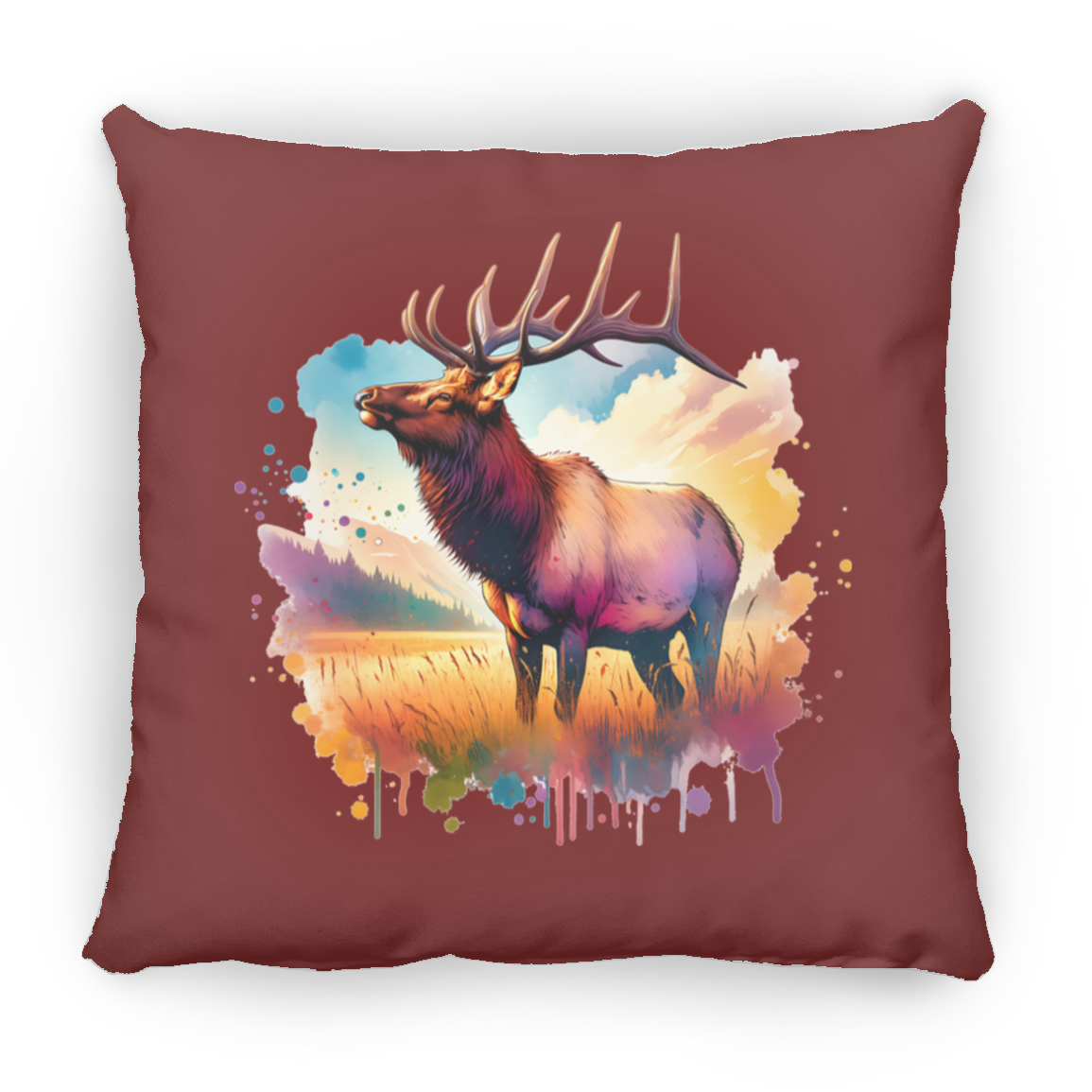 Roosevelt Elk in Field - Throw Pillows