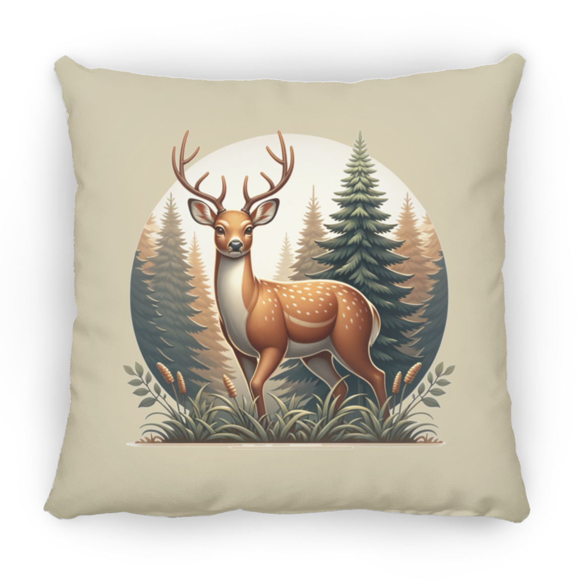 Buck in Forest - Throw Pillows