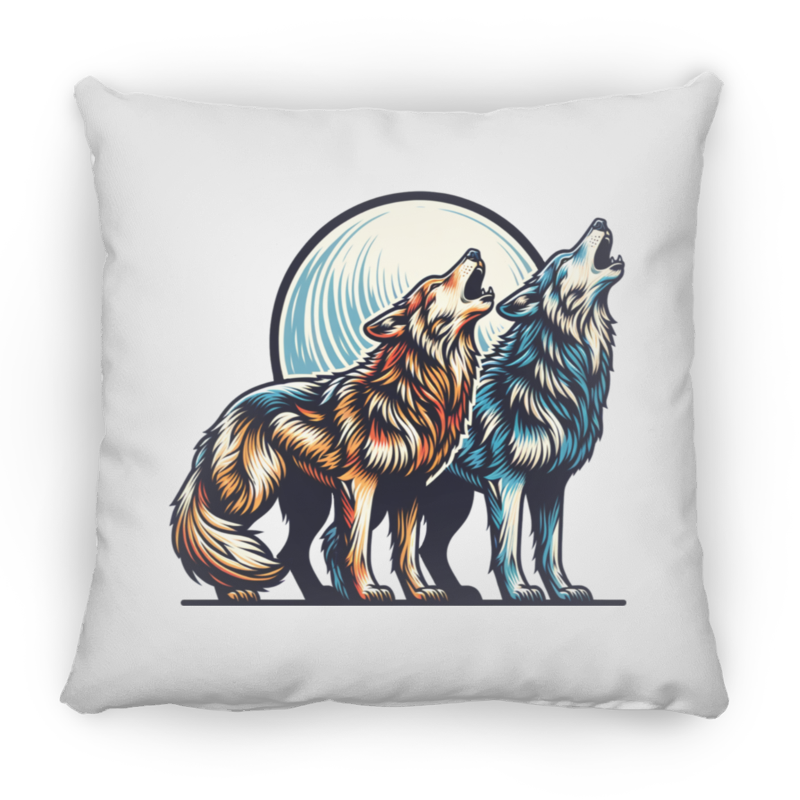 Wolf Pair Howling - Throw Pillows