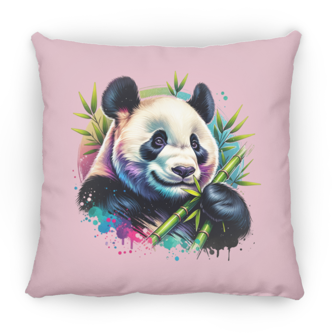 Bamboo Panda in Blue and Purple - Throw Pillows