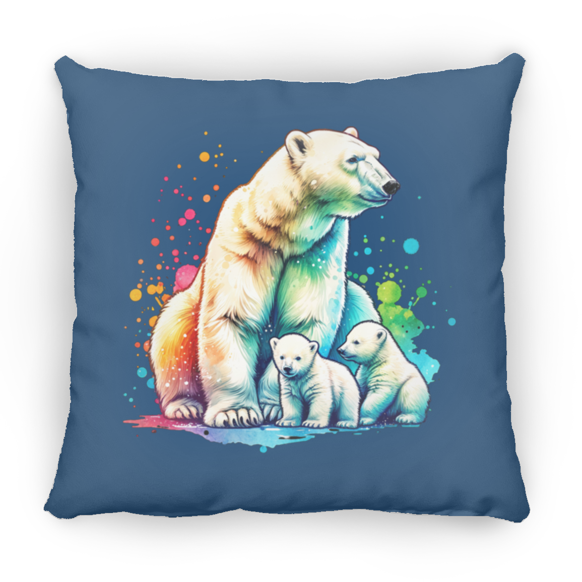 Polar Bear Mom with Cubs - Throw Pillows