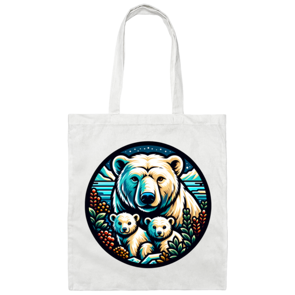 Polar Bear Circle Canvas Tote Bag