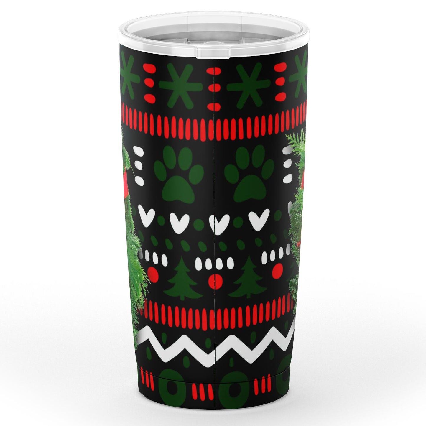 White Kitty in Wreath - Christmas Travel Mug