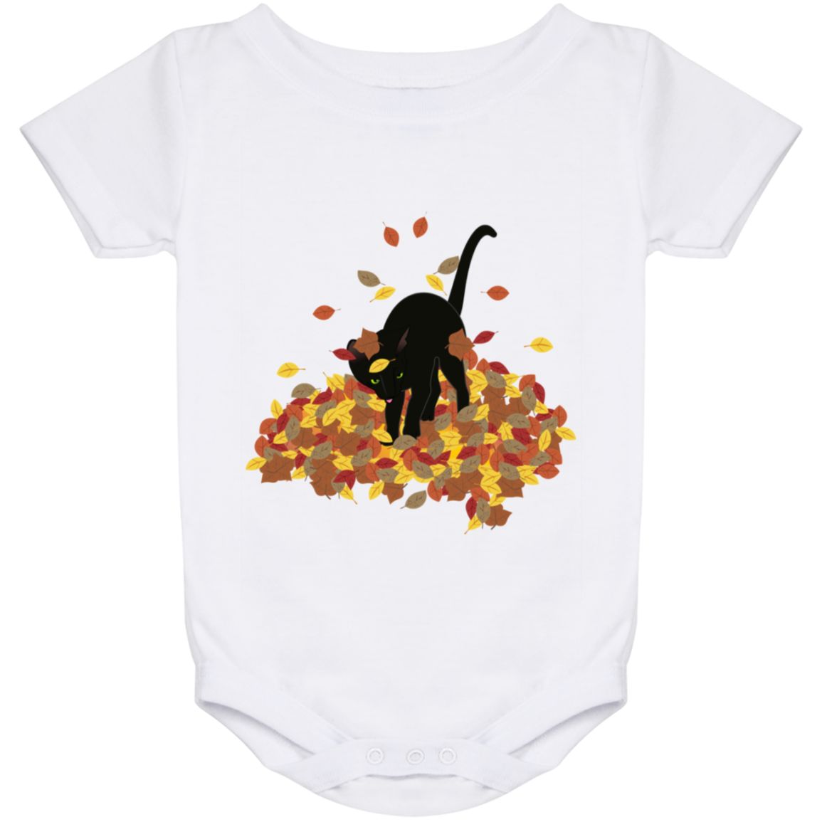 Cat in Leaves Baby Onesies