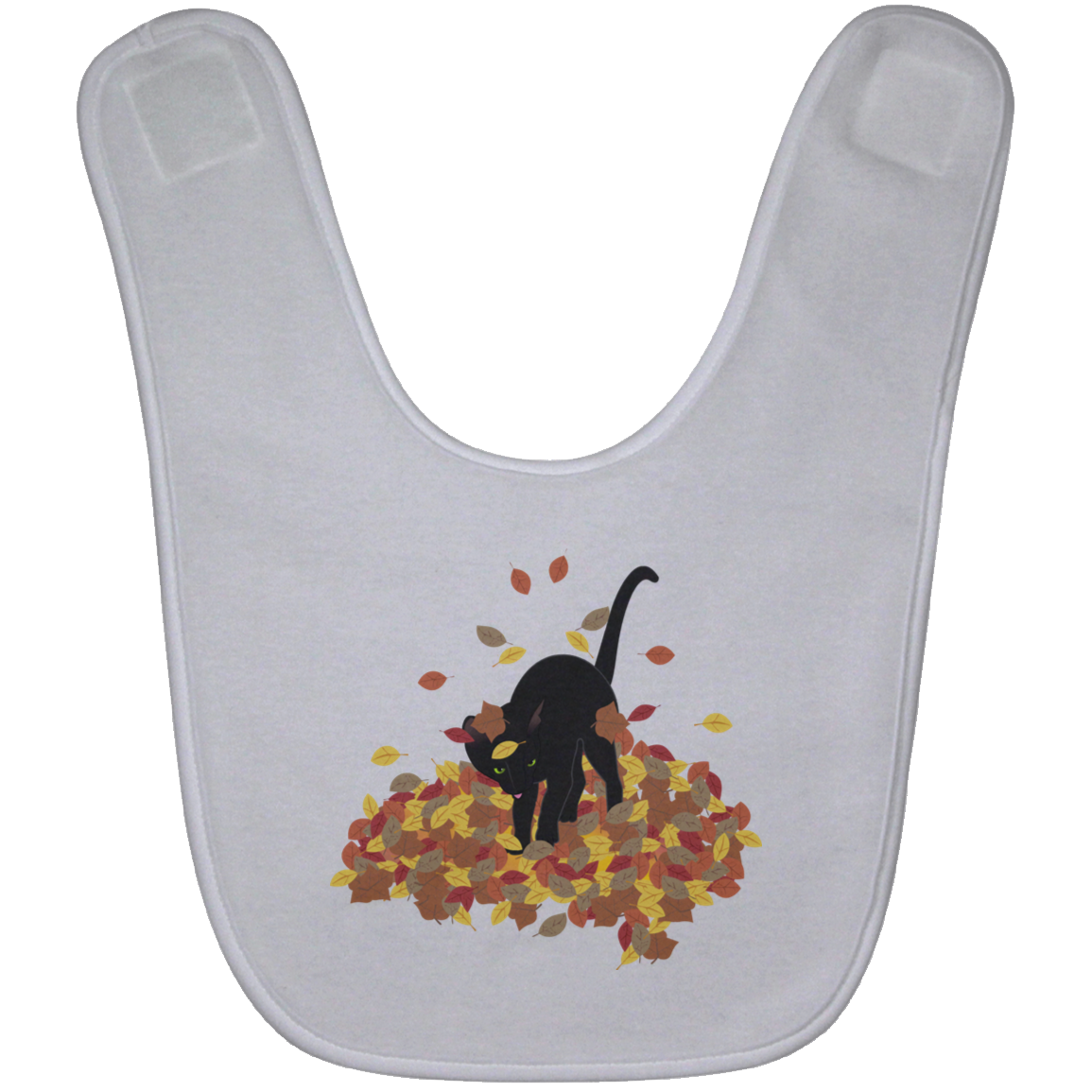 Cat in Leaves Baby Bib